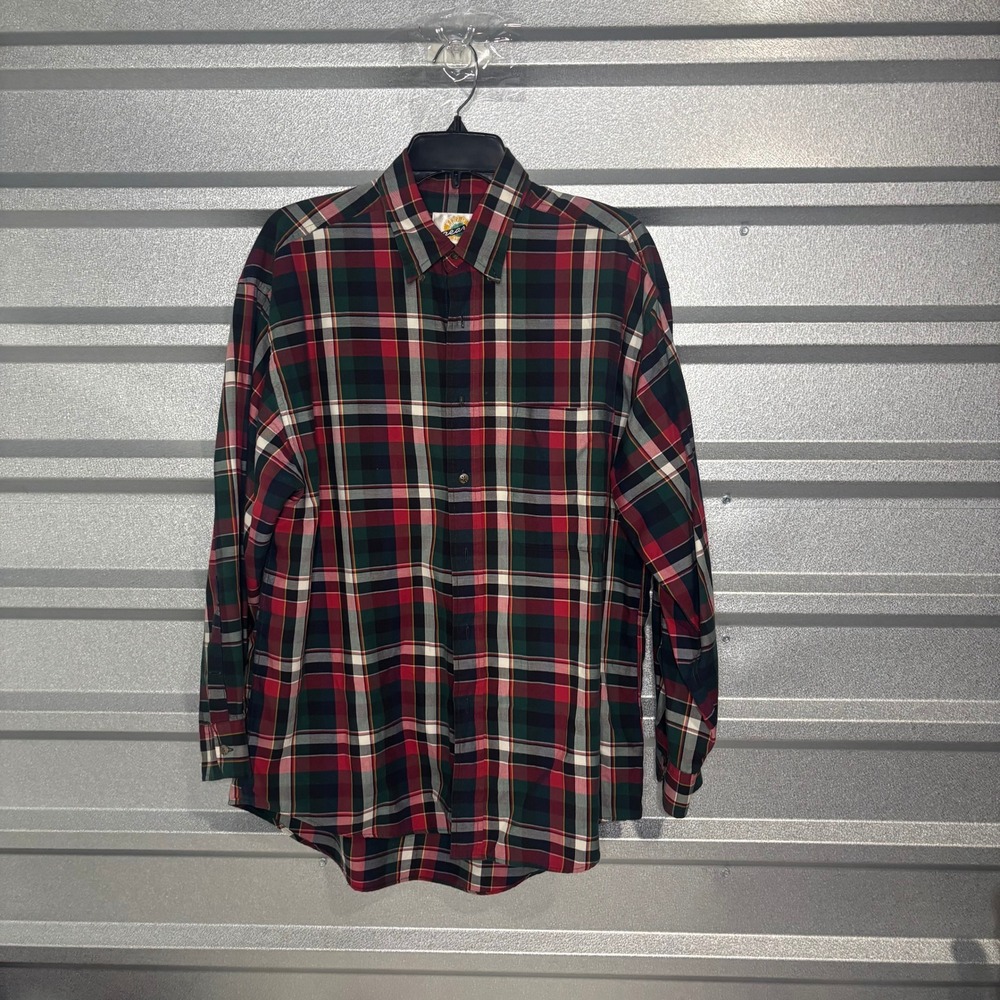 Field Gear Plaid Button-Front Shirt Men's M Red/Green Cotton